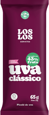 Los Los Sorvetes Uva Classico popsicle. Grape ice pop with 43% fruit.