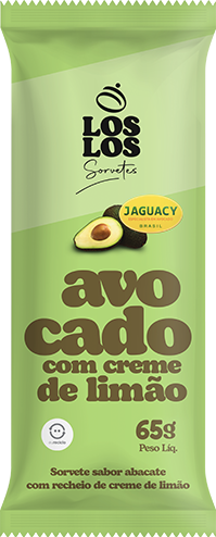 Sorvete sabor avocado com creme de limão em uma embalagem verde e marrom