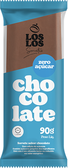 Sorvete sabor chocolate - zero acúcar em uma embalagem azul e branca