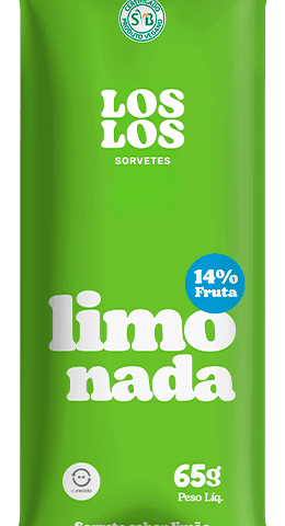 Los Los Sorvetes Limonada Suiça ice pop in green packaging. Text: 