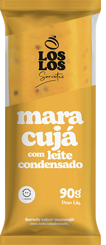 Sorvete sabor com leite condensad em uma embalagem amarela e branca