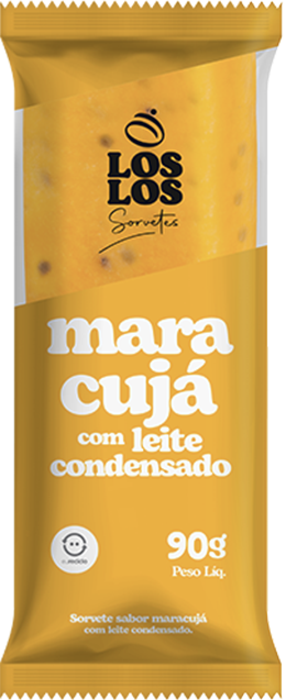 Sorvete sabor com leite condensad em uma embalagem amarela e branca