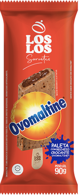 Sorvete sabor ovomaltine em uma embalagem vermelha