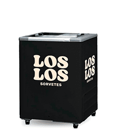 Los Los Sorvetes ice cream freezer for storing 20+ boxes.