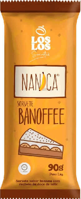 Banoffee Nanica ice cream bar with banana and dulce de leche filling.