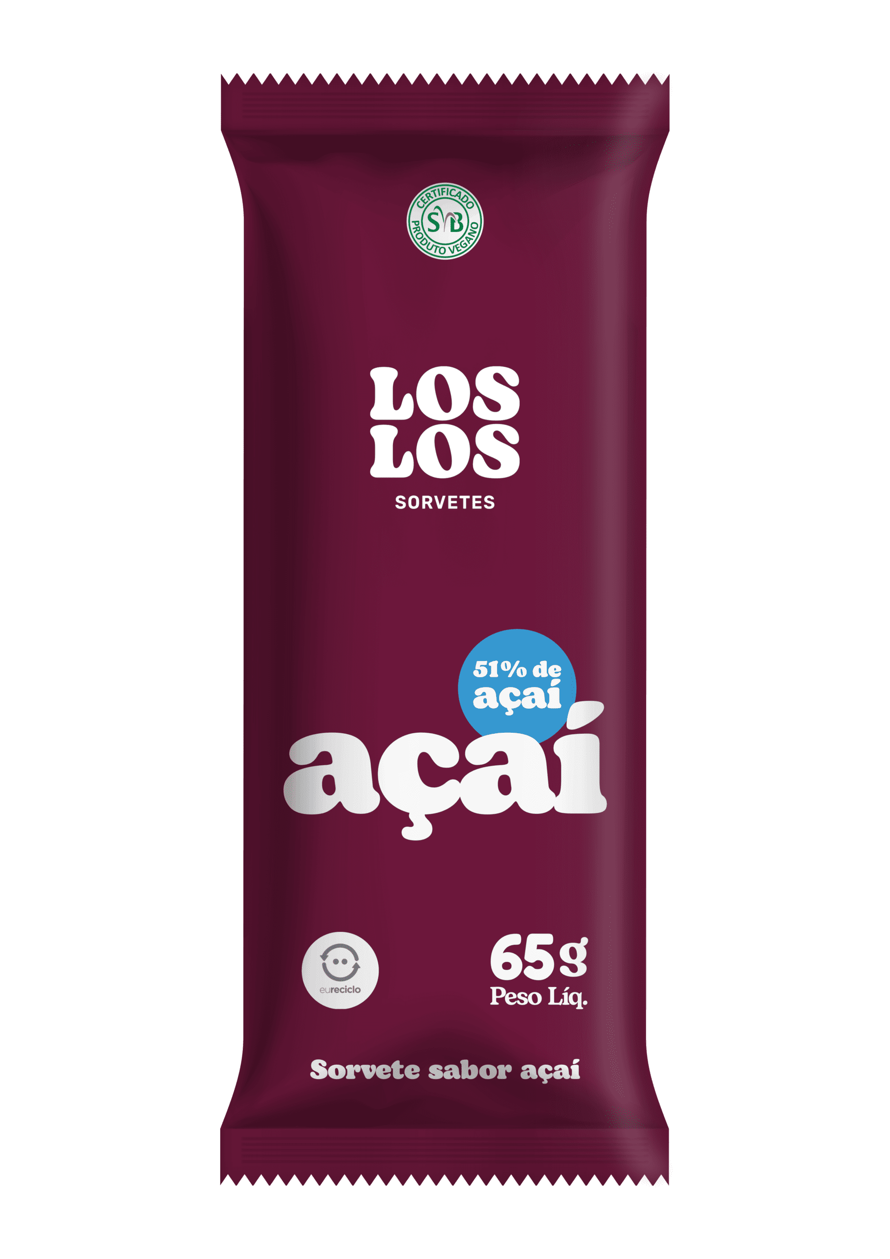 Sorvete sabor açaí vegano em uma embalagem da marca Los Los.