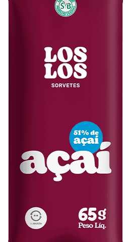 Sorvete sabor açaí vegano em uma embalagem da marca Los Los.