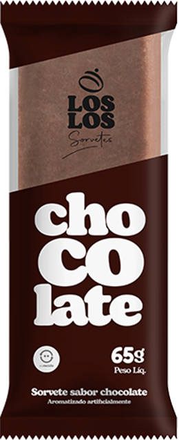 Sorvete sabor chocolate em uma embalagem marrom