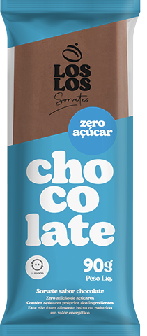 Sorvete sabor chocolate - zero acúcar em uma embalagem azul e branca