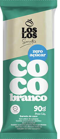Sorvete sabor coco branco - zero açúcar em uma embalagem verde e branca