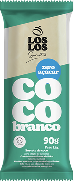 Sorvete sabor coco branco - zero açúcar em uma embalagem verde e branca